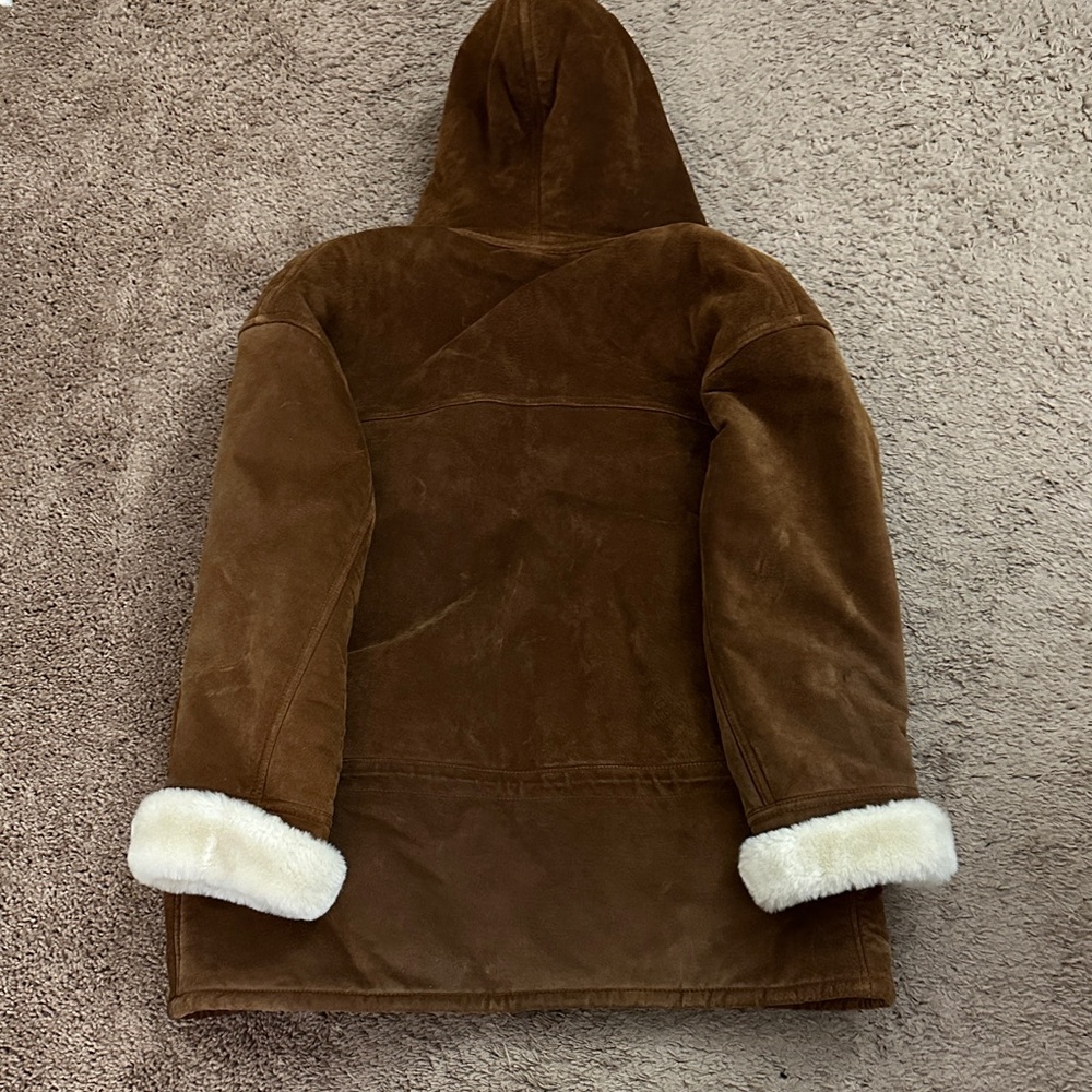 Vintage Gallery Brown Sued Leather Jacket with Cream Accents - Picture 11 of 11